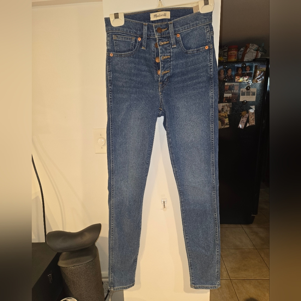 Madewell Blue Skinny Jeans with Faded Details